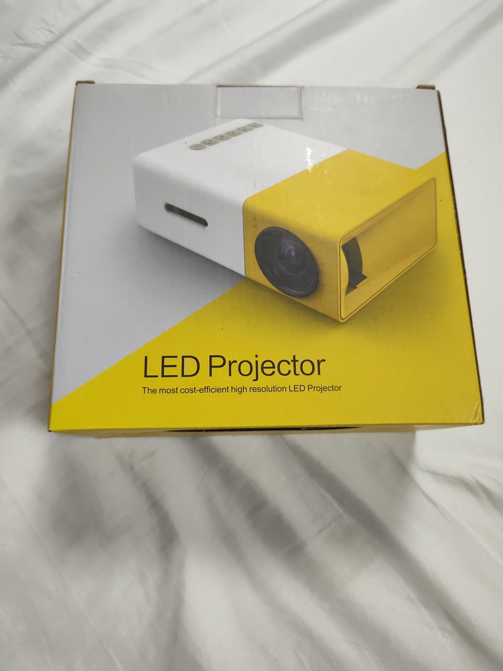 LED Projector Compact White and Yellow Mini Projector